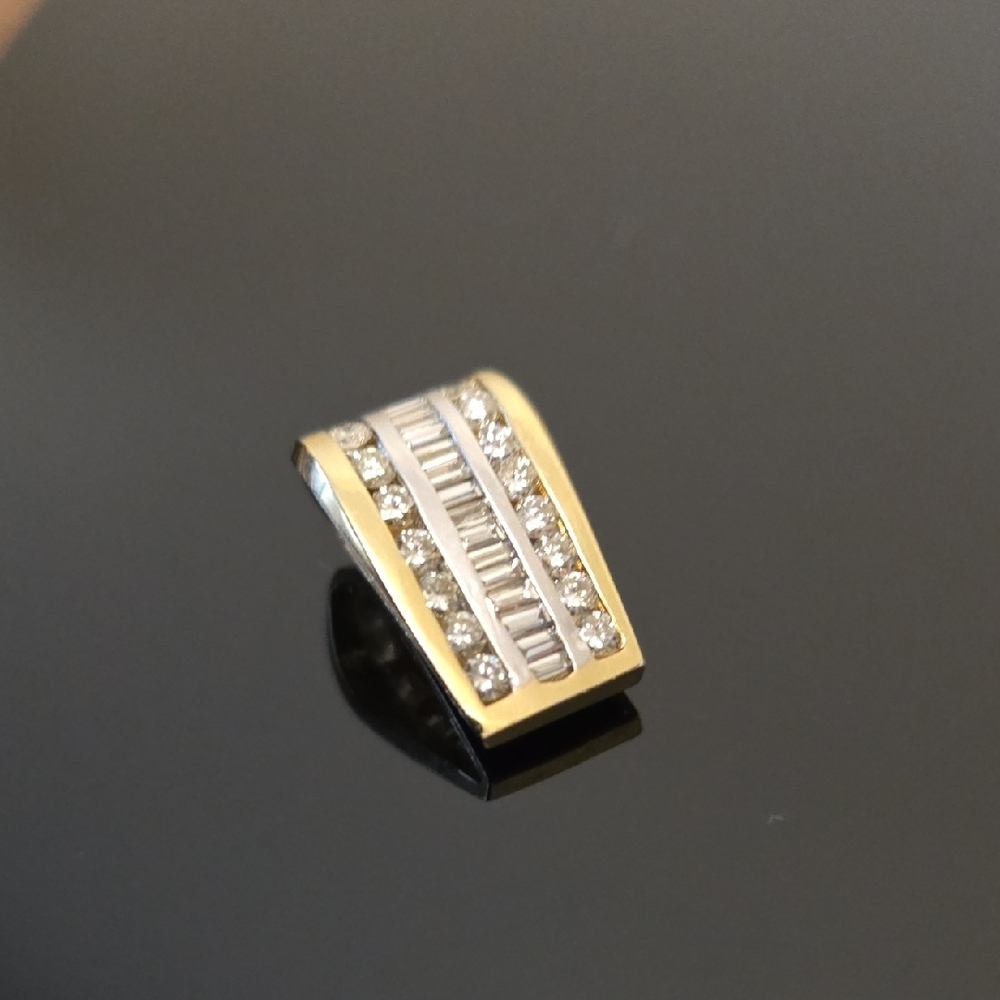 LADY'S VINTAGE 18K YELLOW GOLD NATURAL DIAMOND SLIDE ENHANCER PENDANT - Picture 14 of 15